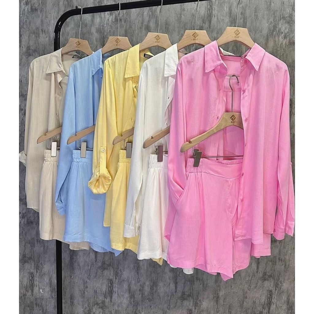 Conjunto Feminino Camisa Oversized E Shorts Com Elastico na cintura E Com Forro Cj505