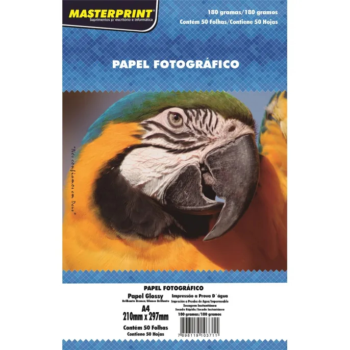 Papel Fotográfico 180g Glossy A4 À Prova D'água Brilhante Premium 100 Folhas Papel Fotografico Foto MASTERPRINT