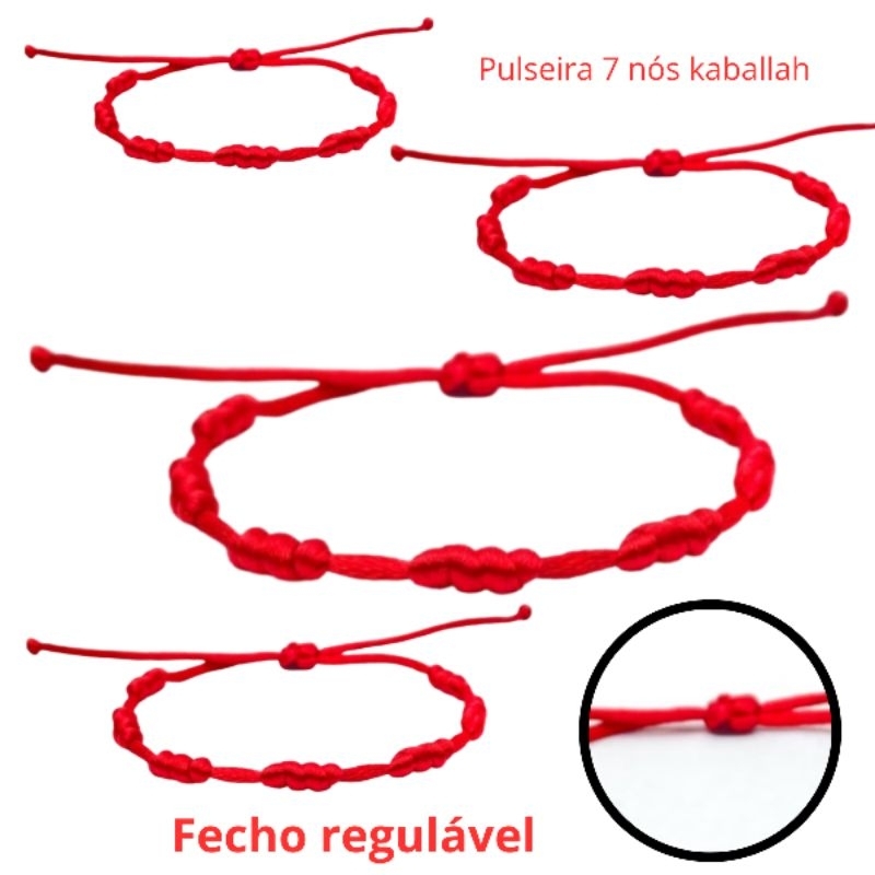 PULSEIRA VERMELHA PROTEÇÃO 7 NÓS KABALLAH/ PULSEIRA DE PROTEÇÃO KIT COM 5 contra o mal pronta entrega
