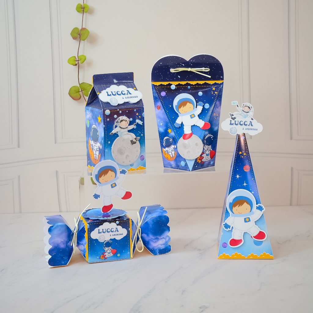 Kit Caixas Astronauta Personalizada| Lembrancinhas para Aniversário Infantil Astronauta