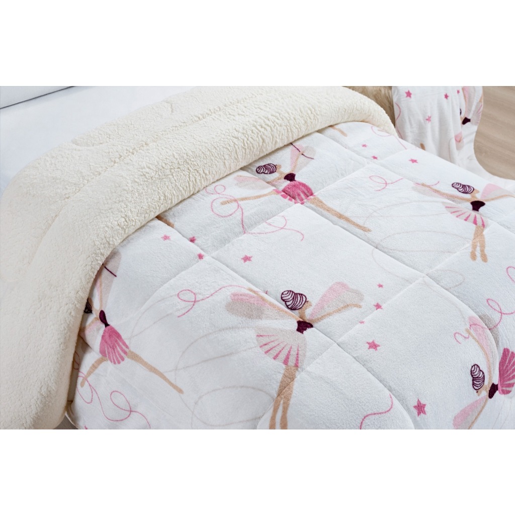 Coberdrom Edredom Everest Solteiro Manta Sherpa Lã Carneiro Muito Quentinho 1 Peça MULTI CORES KIDS