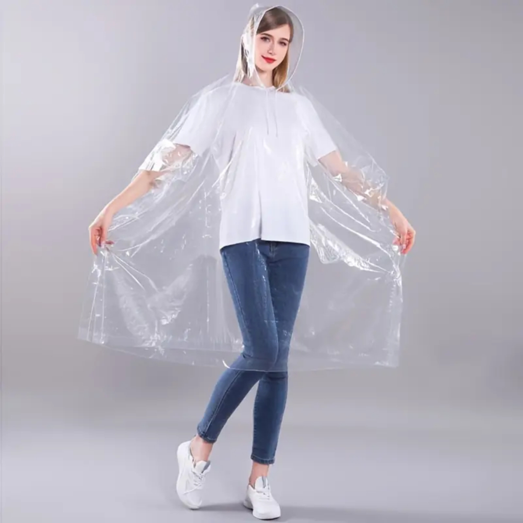 Capa de Chuva Kit com 5 Descartavel Transparente Unissex com Ajuste no Capuz e pulsos em Oferta na Shopee
