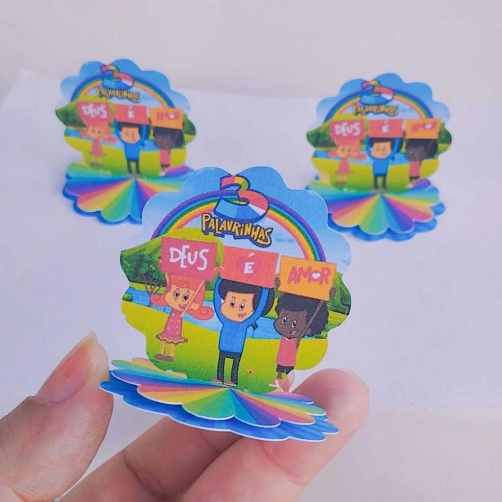 Kit Aplique 3D, 10, 20, 30 ou 40 und. Tag 3 PALAVRINHAS Personalizada | Lembrancinhas | Festa infantil | Aniversário