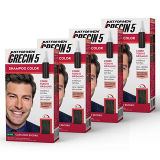 Kit 4x unidades Grecin 5 Shampoo Tintura Tonalizante Castanho Escuro H-45 60ml - Cobre os cabelos grisalhos em 5 minutos em Oferta na Shopee