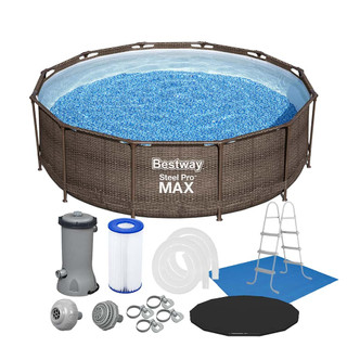 Piscina Estrutural 9150L Circular Deluxe + Escada + Bomba Filtrante + Capa + Forro Bestway