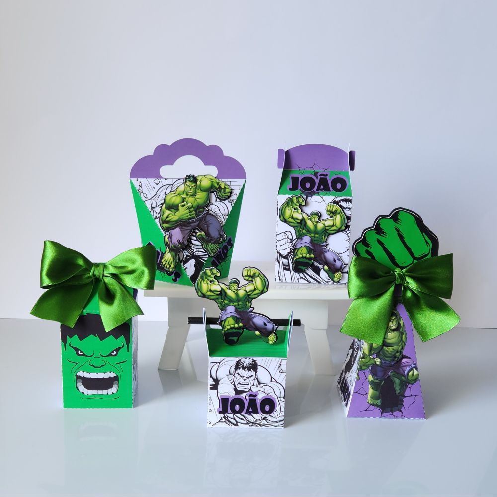 KIT FESTA HULK SEMI LUXO C/ APLIQUE 3D LEMBRANCINHAS PERSONALIZADA PARA FESTAS DE ANIVERSÁRIO MENINO