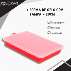 Forma de Gelo Feita de Silicone com Tampa, Vermelho - 20cm | Prática, Resistente e Reutilizável