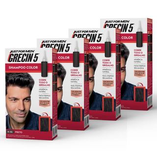 Kit 4x unidades - Grecin 5 Shampoo Tintura Tonalizante Preto H-55 60ml - Cobre os cabelos grisalhos em 5 minutos. em Oferta na Shopee