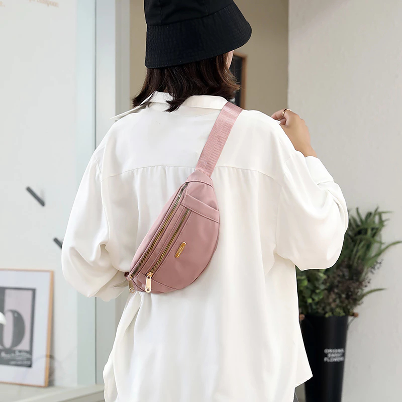 Bolsa Transversal Feminina Pochete em Lona Impermeável Estilo Coreano Ajustável para Cintura e Peito em Oferta na Shopee