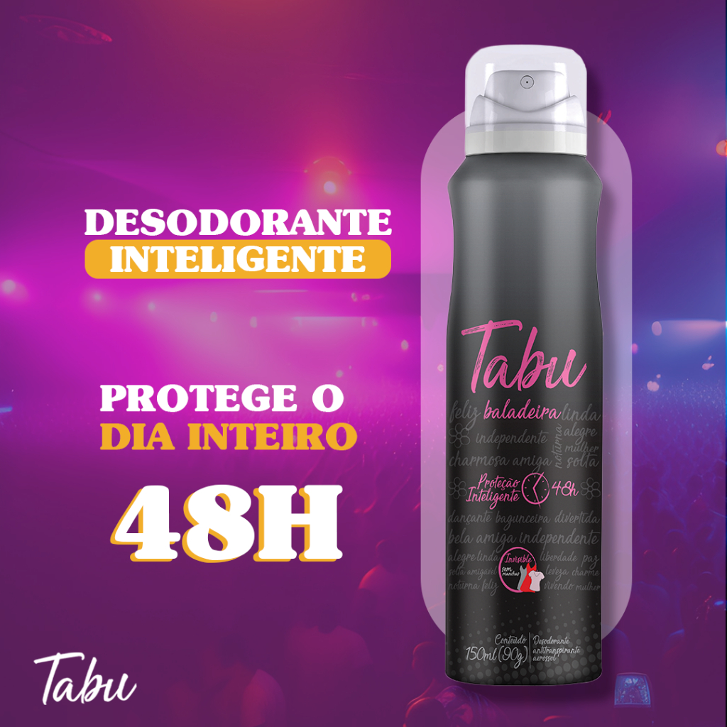 Detalhes do Kit 3 - Desodorante Aerosol Antitranspirante Tabu Baladeira 150ML