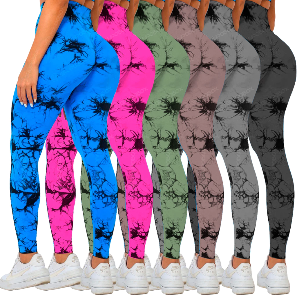 Calça Legging Feminia Esportiva Fitness Tie Dye Marmorizada Empina Bumbum Zero Transparencia — imagem 1