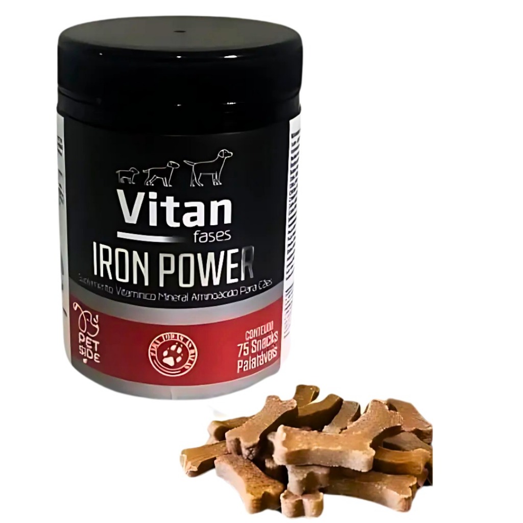 Vitan Iron power - Vitamina para cães  - Aumento de Massa Muscular  75 snacks sabor carne  Muscle Dog