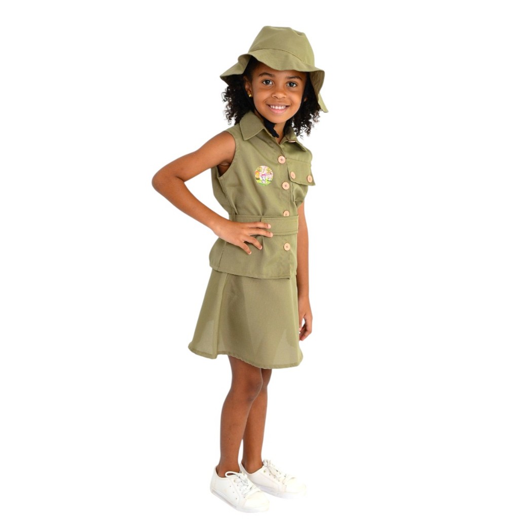 Fantasia Safari Infantil Ou Adulto Leão Selva Festa Menina Caçadora