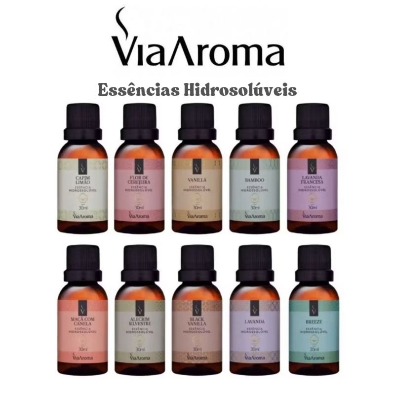Essência Hidrossoluvel a Base de Água 30ml Via Aroma Para Difusor Eletrico-Ultrassônico Aromatizador