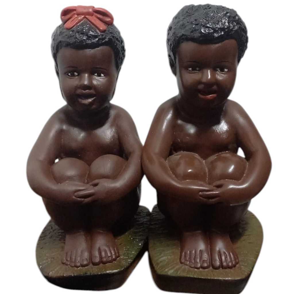 Imagem Casal De Ere SENTADO De 30CM - ESCULTURAS DE UMBANDA E CANDOMBLÉ