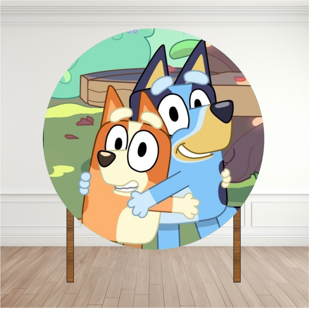 Painel em Lona Redondo Sem Elástico - Bluey - Lona Fosca