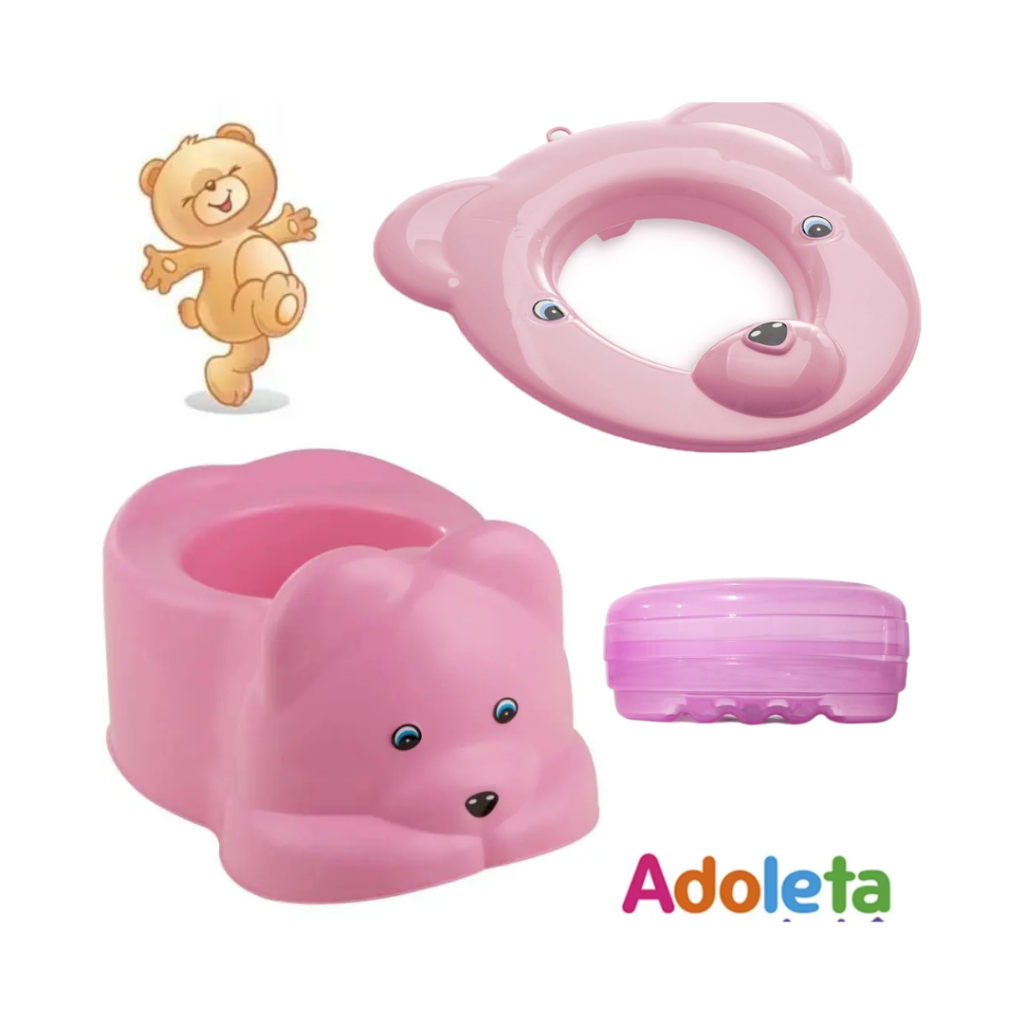 Kit Desfralde Pinico e Redutor de Assento - Fofurinha rosa + Saboneteira de Brinde