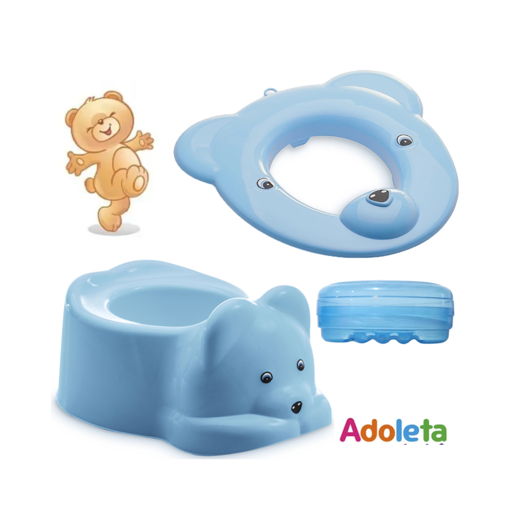 Kit Desfralde Pinico e Redutor de Assento - Fofurinha azul + Saboneteira Gratis