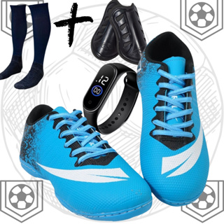 Chuteira FUTSAL Quadra Adulto Infantil  com MEIÃO  RELOGIO e CANELEIRA Colada e Costurada Promoção em Oferta na Shopee