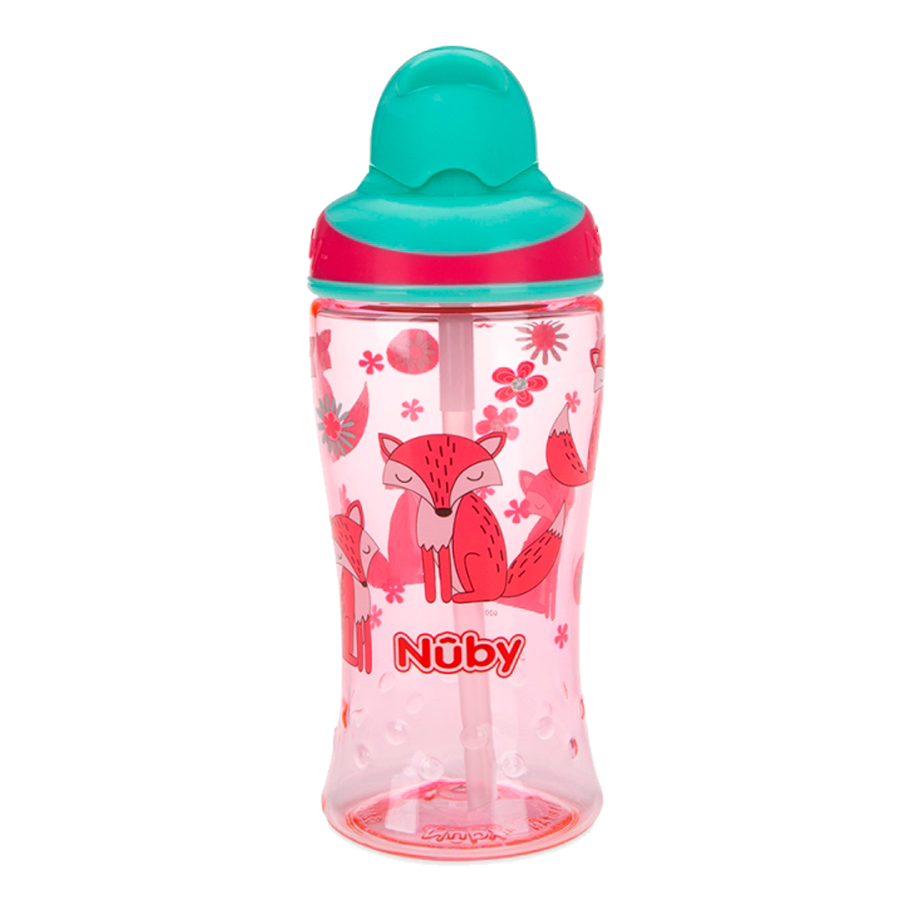 Copo Tritan Com Canudo Retrátil 360ml - Cor Rosa - Nuby