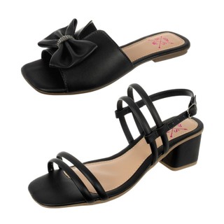 Kit Sandália Feminina Salto Baixo Confortável Tiras Moda + Rasteirinha Feminina Laço Blogueira