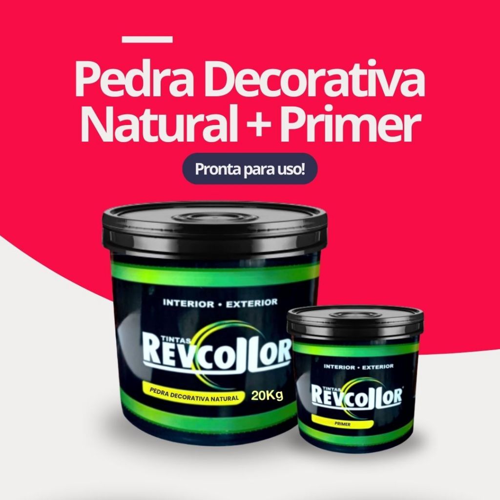 Kit Revestimento Pedras Naturais 20kg + Primer 900ml Efeito Pedra Para Parede E Fachada