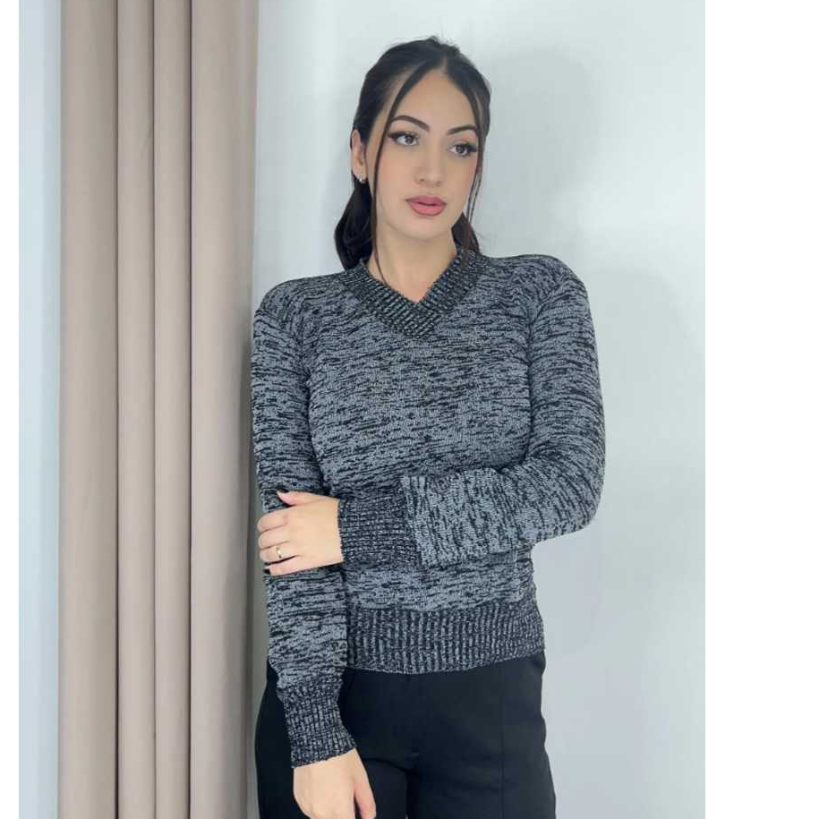 Blusa suéter manga longa gola v lindo básico frio em Oferta na Shopee