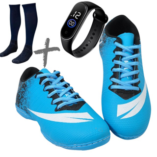 Chuteira FUTSAL Quadra Adulto Infantil  com MEIÃO  RELOGIO Colada e Costurada Promoção em Oferta na Shopee