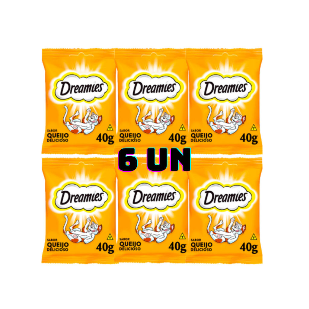 Kit 6 Petisco Dreamies para Gatos Adultos Queijo 40g - Pets