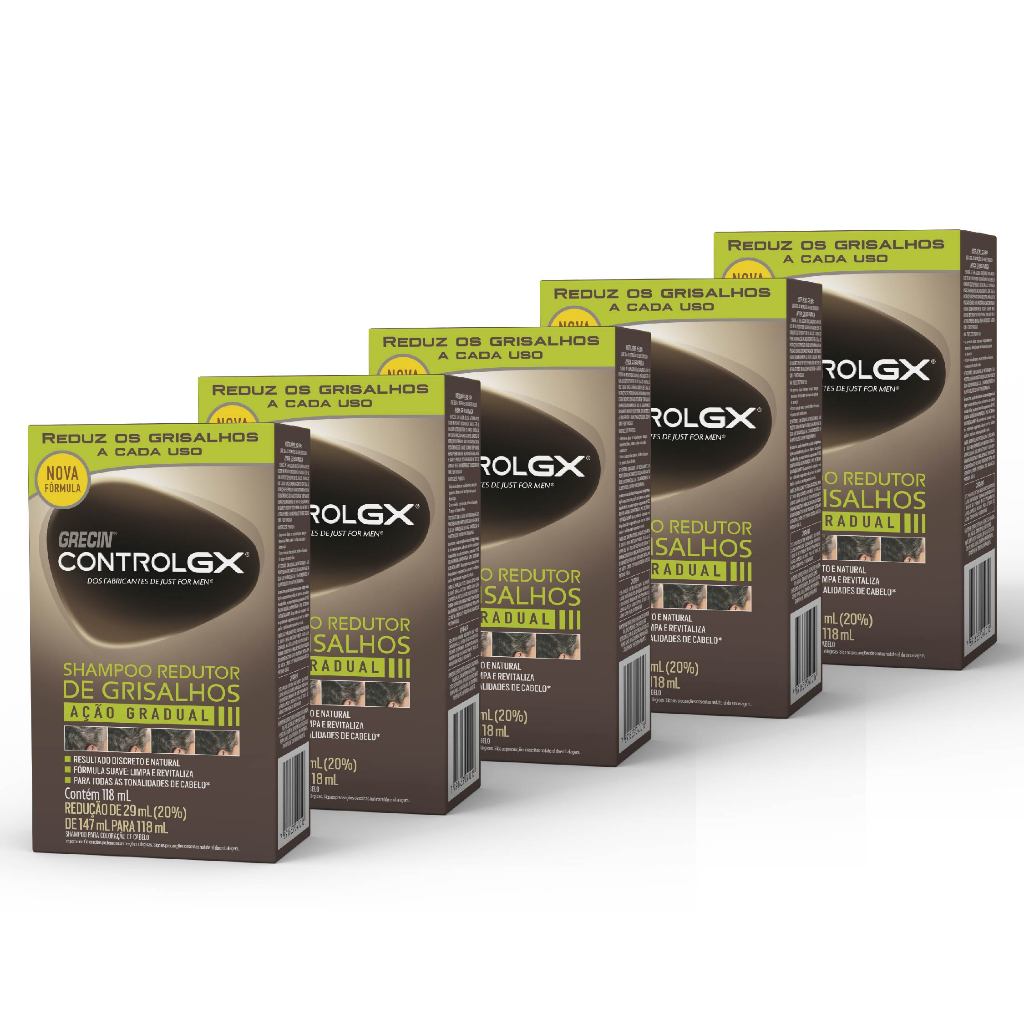 Kit 5x unidad. - Grecin Control GX Shampoo Redutor Gradual de Grisalhos 118ml - Natural e para todos os tipos de cabelo. em Oferta na Shopee