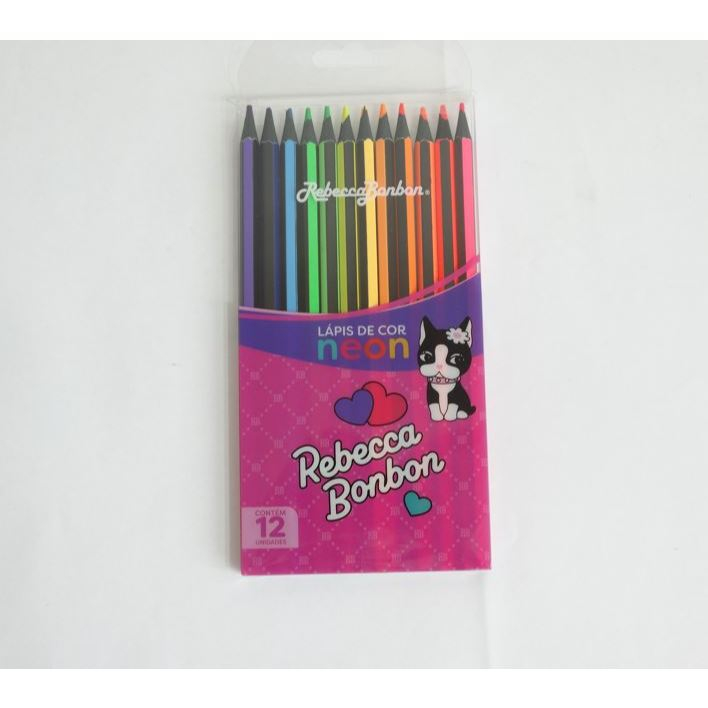 Lápis de Cor Neon ou Pastel Rebecca Bonbon ou Luluca 12 Cores Vibrantes Escolar em Oferta na Shopee