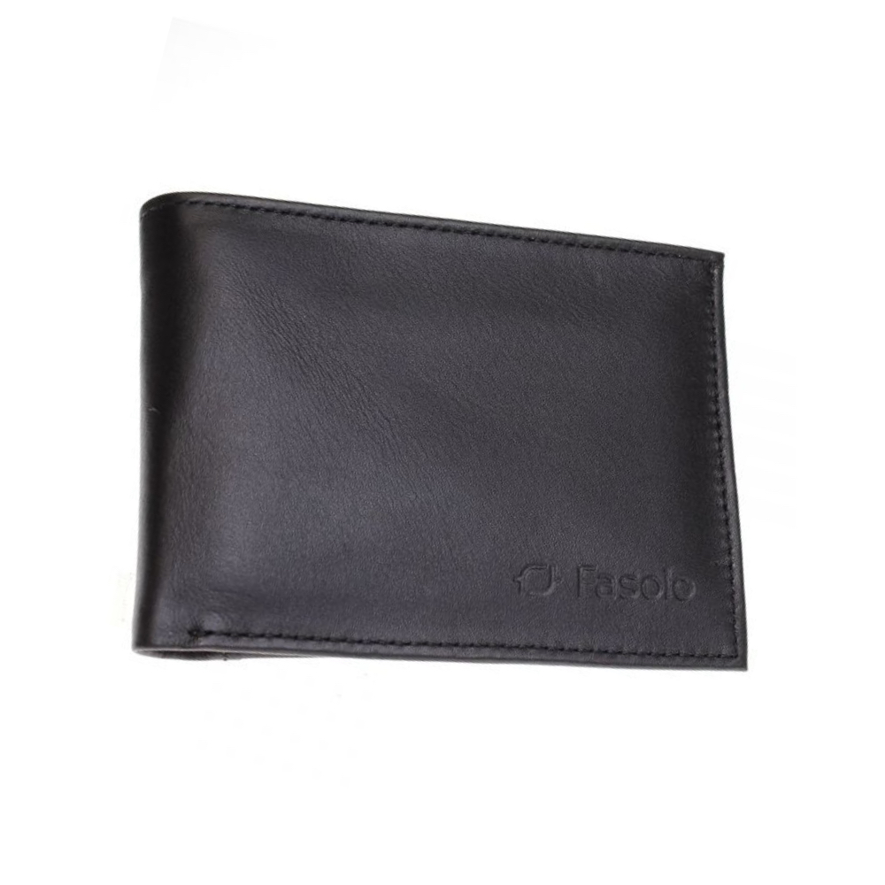 Carteira Masculina de Couro Grande Porta Moedas Plastico Fasolo Caixa para presente