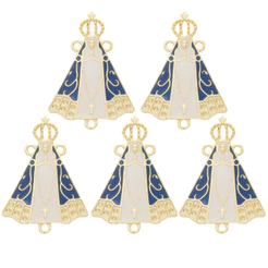Kit 5 Entremeios Nossa Senhora Para Fazer Terço Dourado Cataforético com Banho Envernizado Resinada