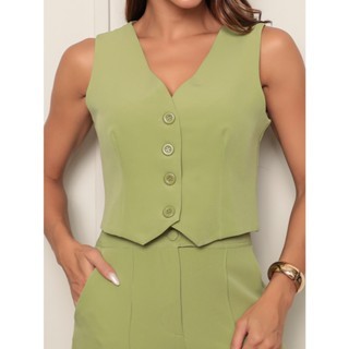Colete Curto Basico feminino de alfaiataria em Oferta na Shopee