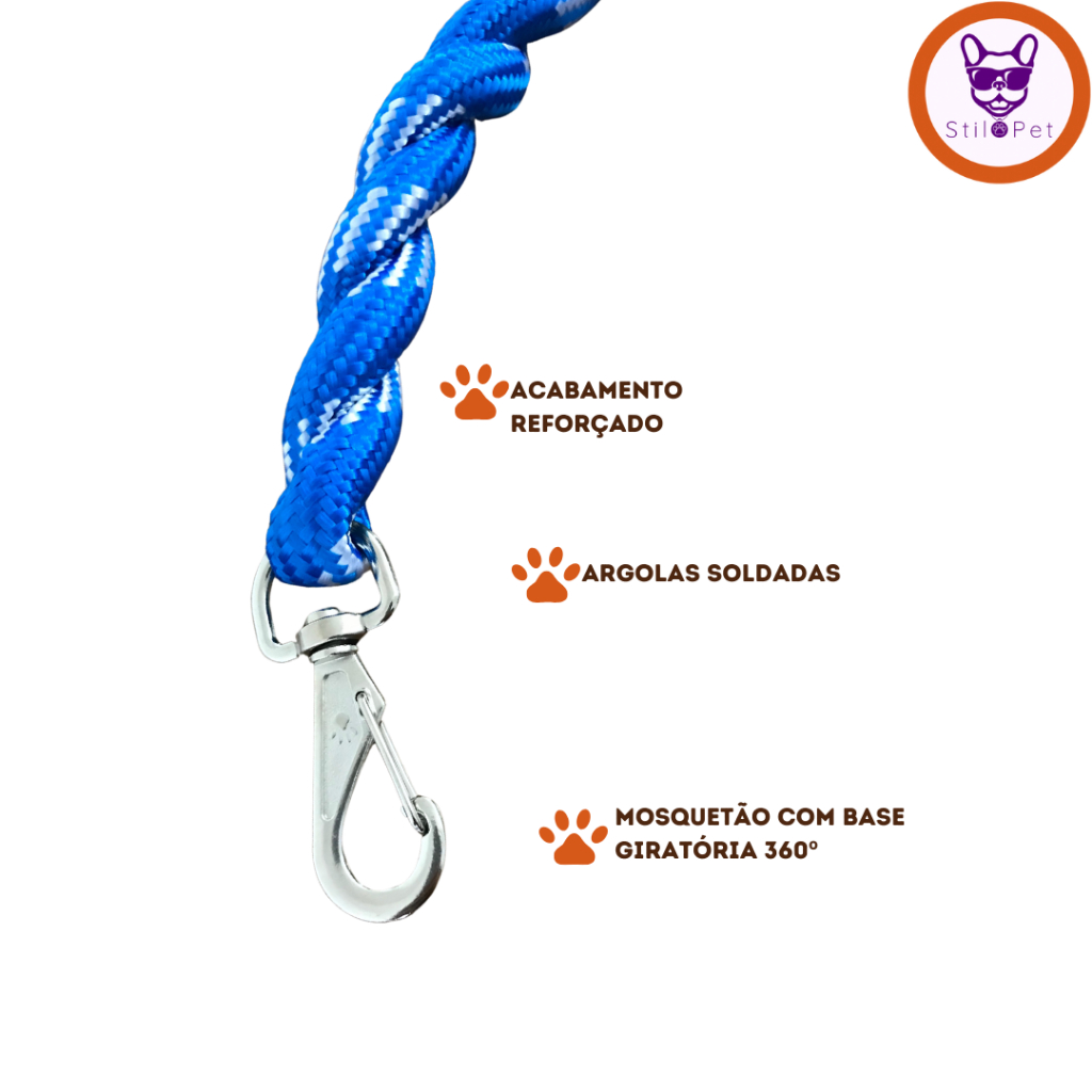 Guia trançada reforçada para cachorro grande porte Pitbull Rottweiler Bull Terrier Golden — imagem 2 de 2
