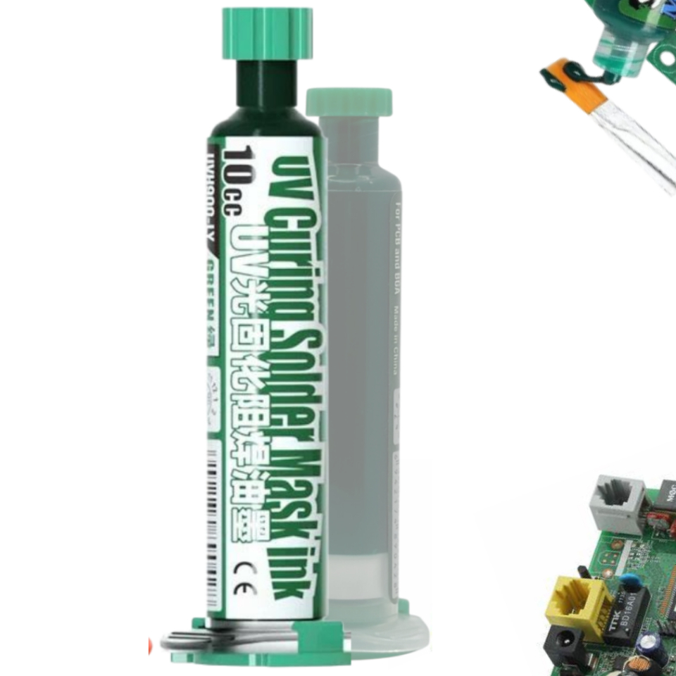Tinta Mascara UV Curing Solda Cola H900 Seringa Verde Mechanic