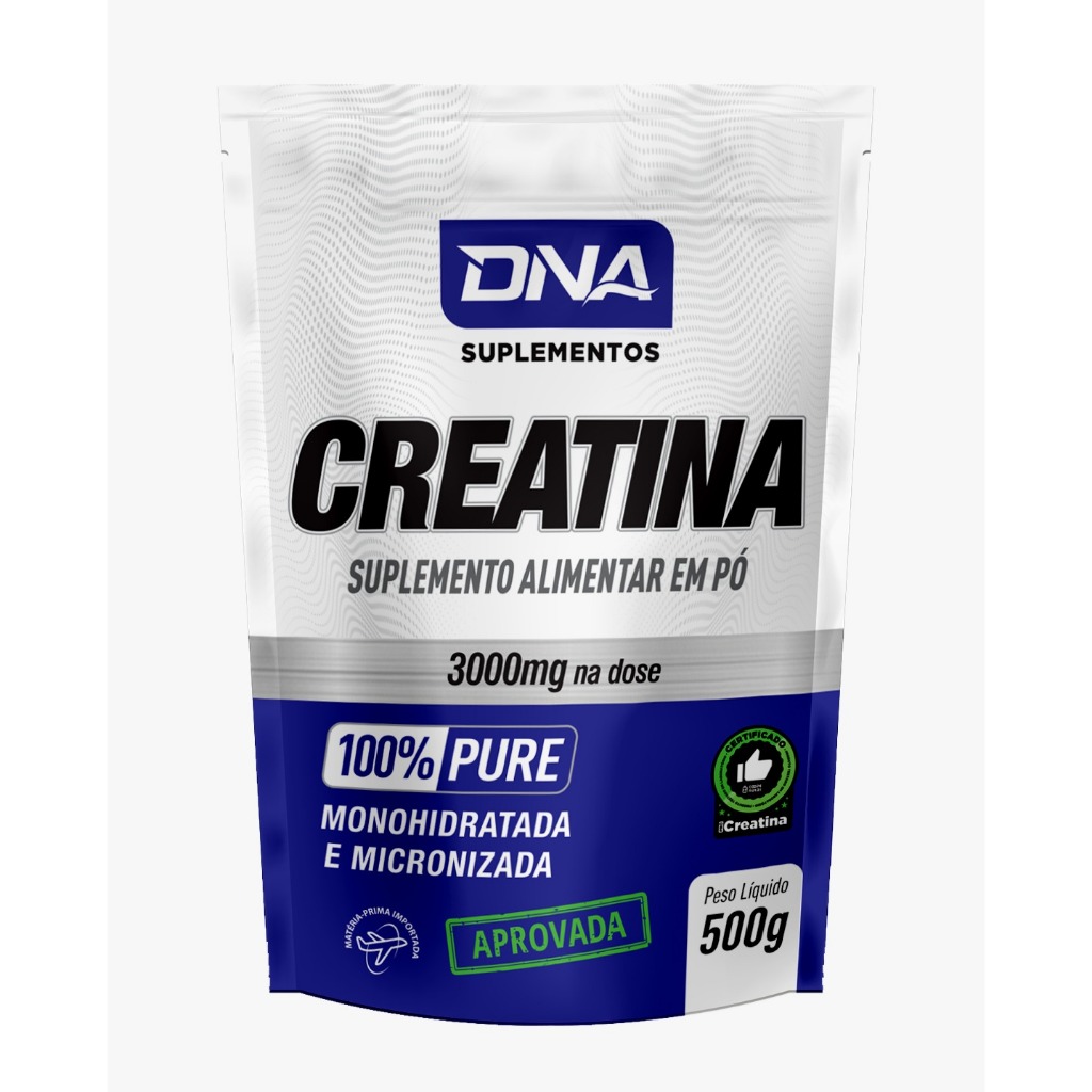 Creatina Pouch 500g 100% Pura Monohidratada para Alta Performance - DNA Suplementos