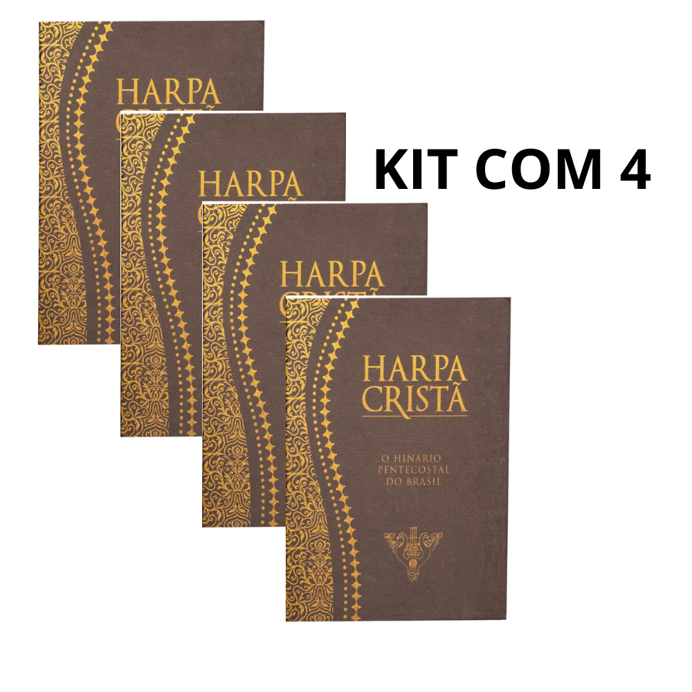 KIT COM 4 Harpa Cristã Popular | Letra Normal | Tamanho médio | Marrom