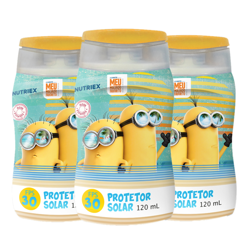 Kit 3un Protetor Solar Infantil FPS 30 Kids Minions 120ml Nutriex