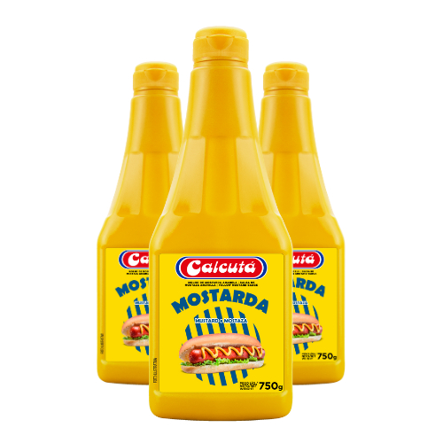 3Un Mostarda Calcutá Amarela 750G Para Lanches Hamburguer Frango Salsichão Grelhados