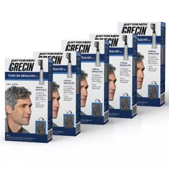 Kit 5x unidades Grecin Tons de Grisalho Gel Tonalizante - Escurece fios brancos - Aparência natural - Aplique ao pentear