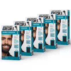 Kit 5x unidades Grecin 5 Color Gel TIntura Tonalizante Barba e Bigode Preto M-110 - Cobre os fios grisalhos em 5 minutos