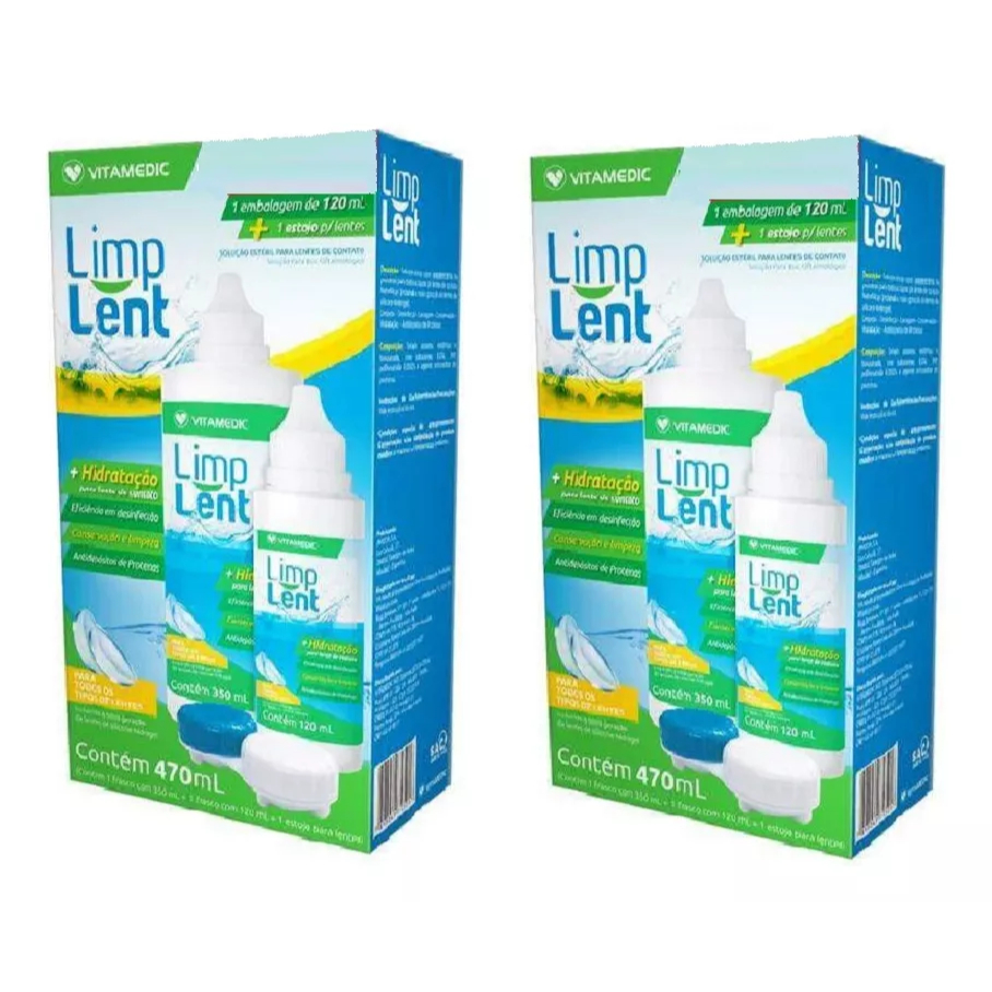 2 Kits / Solução Limp Lent Para Limpeza De Lentes De Contato