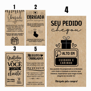 60 Ou 120 Cartões de Agradecimento para Cliente Kraft 5x9cm em Oferta na Shopee