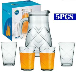 Conjunto Jarra De Vidro 1,5 Litros Suco Água Jogo Completo 4 Copos Kit em Oferta na Shopee