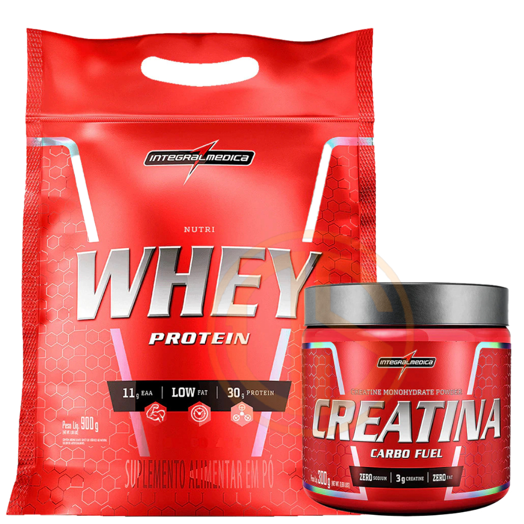 Kit Nutri Whey 900g + Creatina CarboFuel 300g Integralmedica