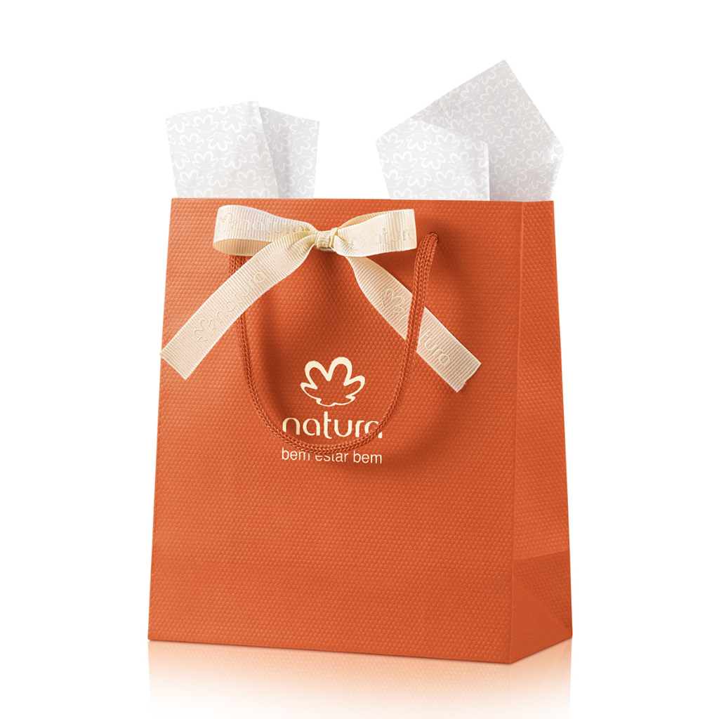 Detalhes do (Kit 10 unid.) Sacola Embalagem de Presente Laranja Natura - Tamanhos: MINI, P, M ou G