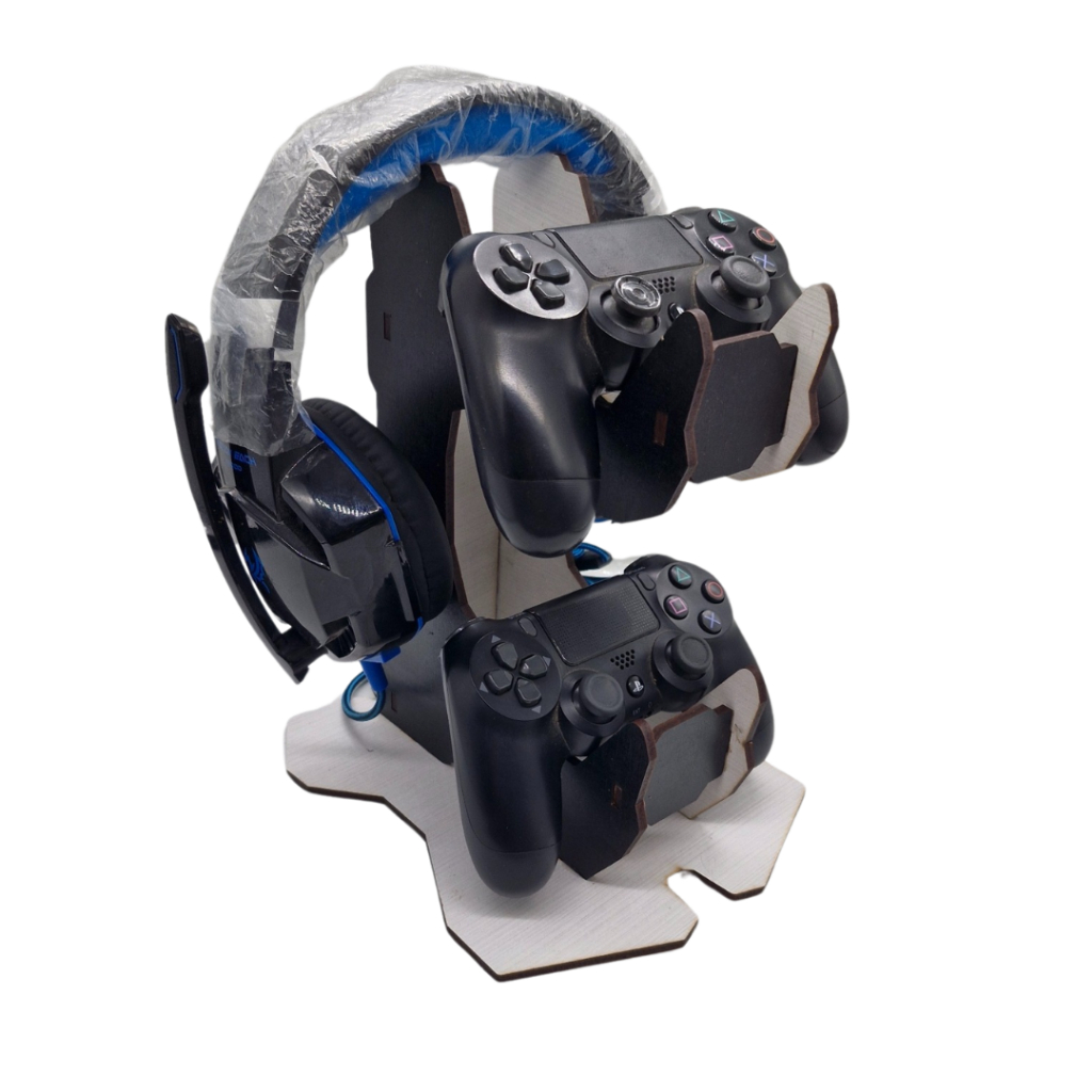 Suporte para Controles e Headset em MDF – Organizador Gamer para PS4, PS5 e Xbox Montado