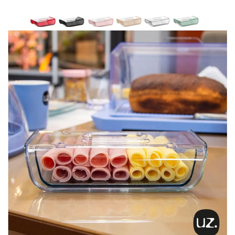 Porta Frios Tampa Acrílico Empilhável Queijo ou Presunto UZ em Oferta na Shopee
