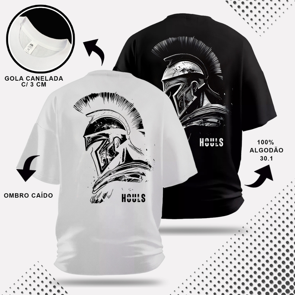 Kit com 2 Camisetas Oversized Spartano Musculação Grande Algodão Streetwear Treino Academia